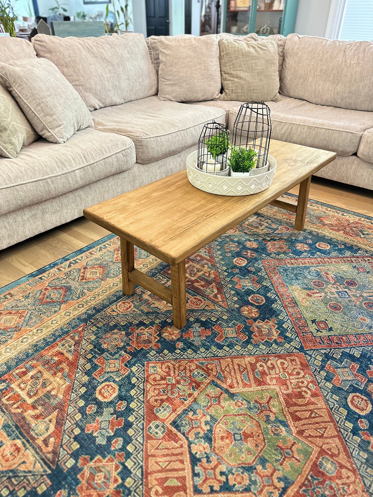 Handcrafted Farmhouse Coffee Table | Living Room Furniture | Rustic Table | Real Wood | Rectangle | Large Table | Small Table | Modern |